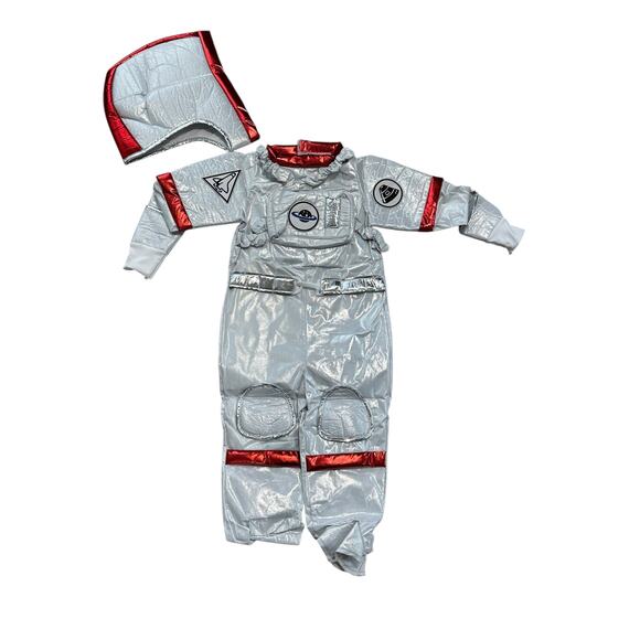 Kid's Astronaut Halloween Costume Space Explorer 3-4 Small New White Red - Picture 1 of 6